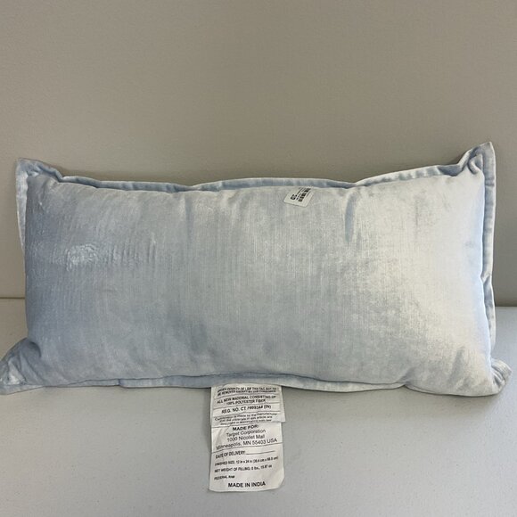 Threshold Oversized Velvet Lumbar Throw Pillow Blue 12 X 12” - Picture 4 of 7